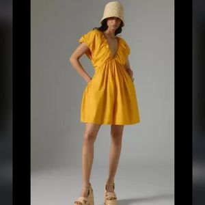 Anthropologie Ruched  Neck Romper with Pockets NWT XL